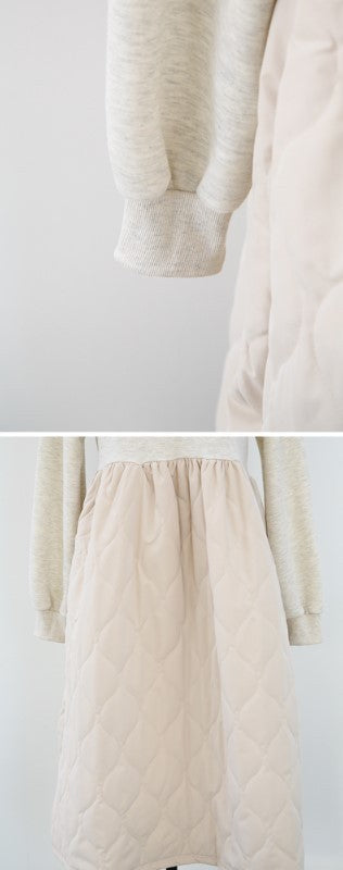 フレンチ スウェット× キルティング 起毛 ワンピース 全2色
