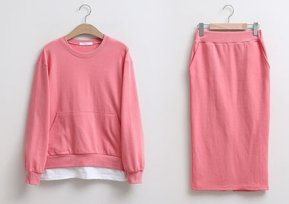 シックカラー レイヤード風 ロング スカート セットアップ