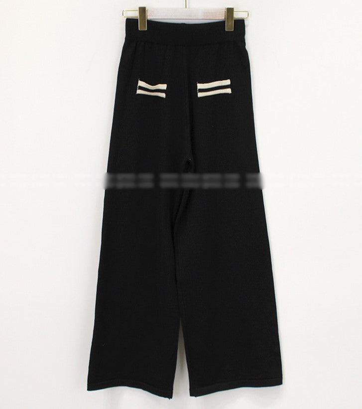 ハート ビジュー ツートン ワイド パンツ ニット セットアップ