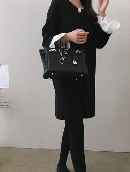 袖フリル フロントボタン バイカラー ワンピース