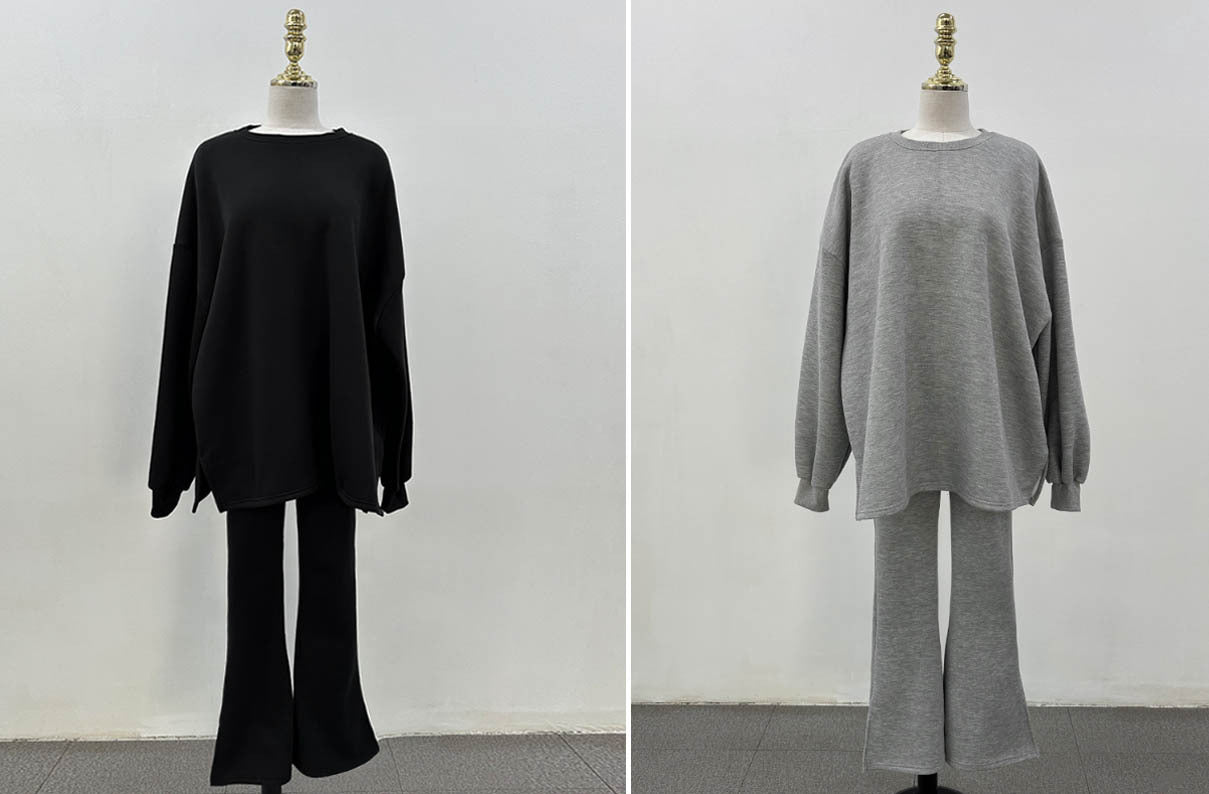 バルーンスリーブ スウェット スリム フレア パンツ SET 起毛