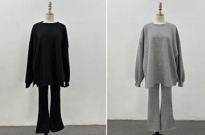 バルーンスリーブ スウェット スリム フレア パンツ SET 起毛