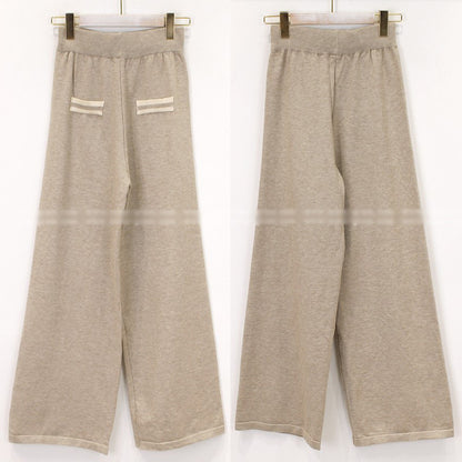 ハート ビジュー ツートン ワイド パンツ ニット セットアップ
