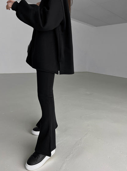 バルーンスリーブ スウェット スリム フレア パンツ SET 起毛