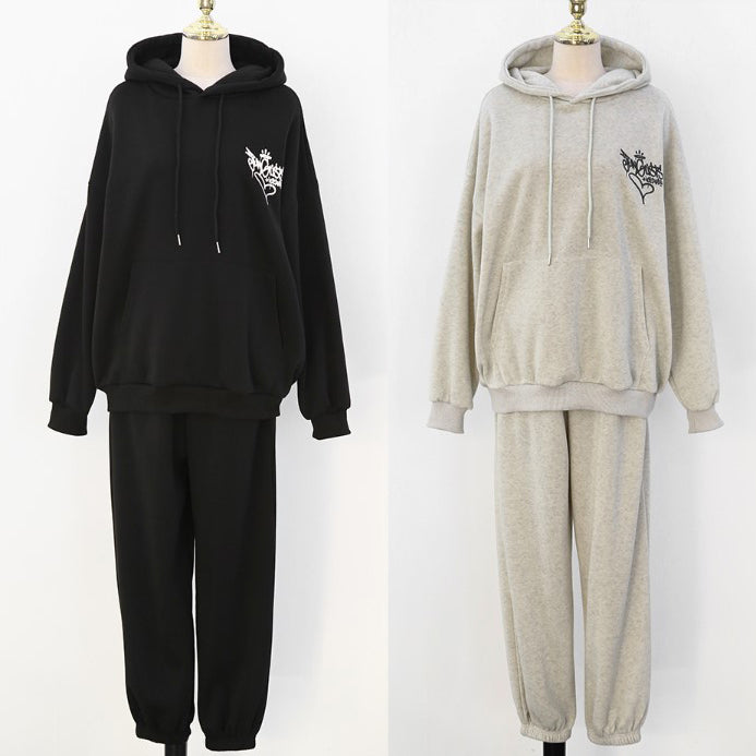 バック ハートロゴ フード スウェット ジョガーパンツ 起毛 SET