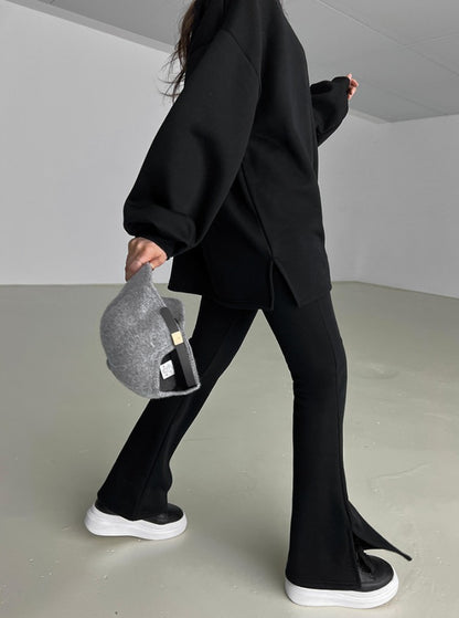 バルーンスリーブ スウェット スリム フレア パンツ SET 起毛