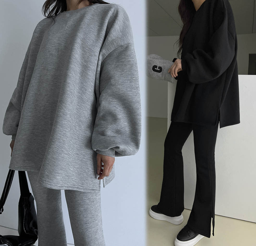バルーンスリーブ スウェット スリム フレア パンツ SET 起毛