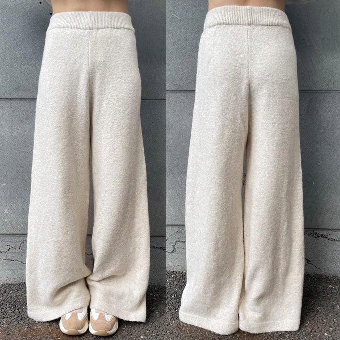 Vライン ニット ショール マフラー ワイドパンツ ３SET
