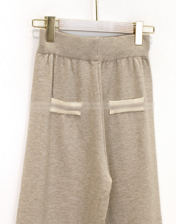 ハート ビジュー ツートン ワイド パンツ ニット セットアップ